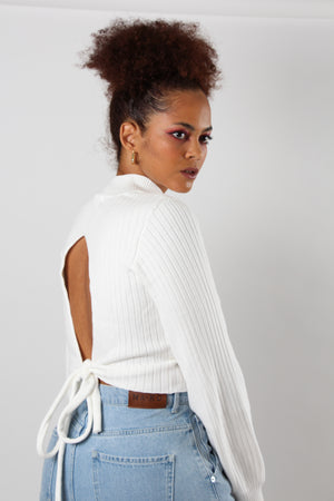 
                  
                    Load the image in the gallery,White open back sweater
                  
                