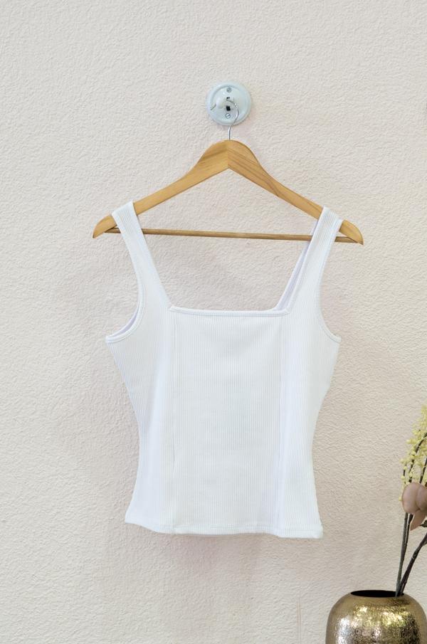 
                  
                    Load the image in the gallery,Square Neck Ribbed Singlet - Blanc
                  
                